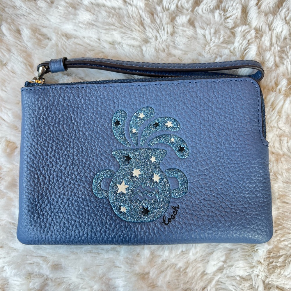 Coach Outlet Corner Zip Wristlet With Aquarius CF530